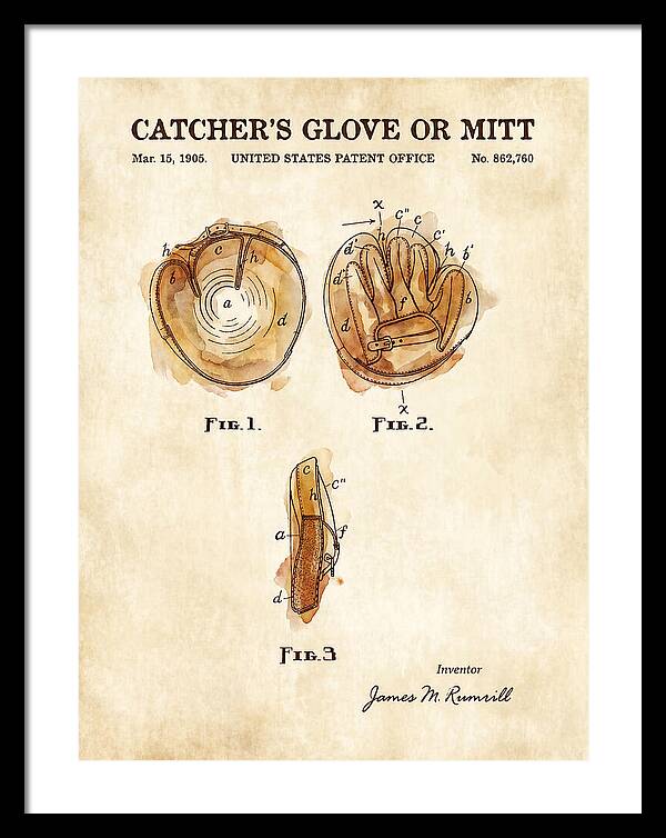 Catcher's Glove Or Mitt Watercolor Patent Us862760a