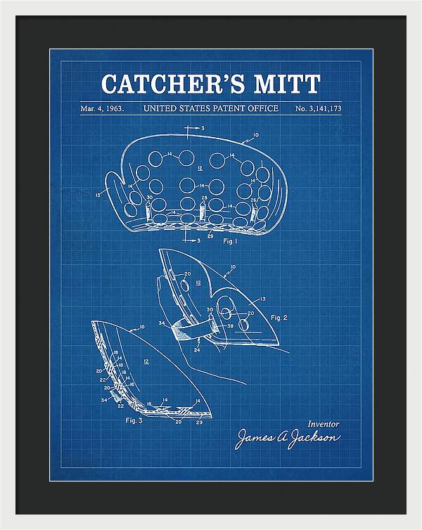 Catcher's Mitt Blueprint Patent Us3141173a