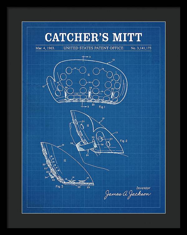 Catcher's Mitt Blueprint Patent Us3141173a