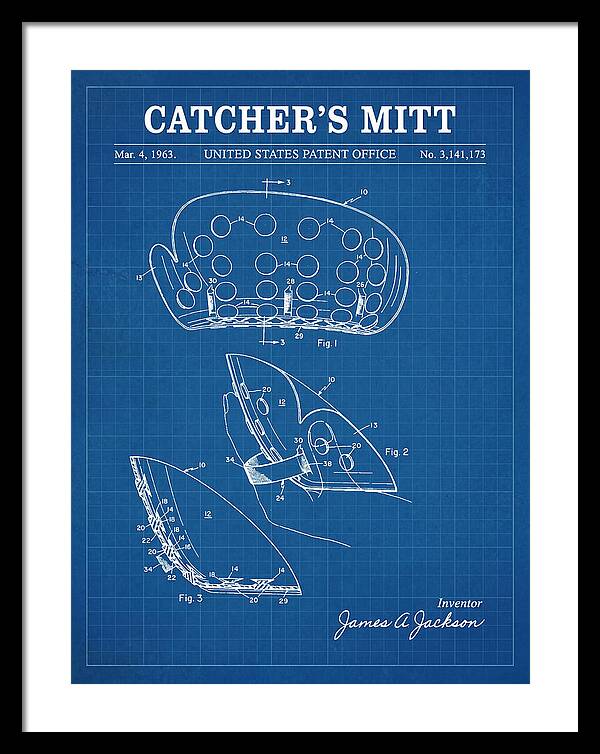 Catcher's Mitt Blueprint Patent Us3141173a