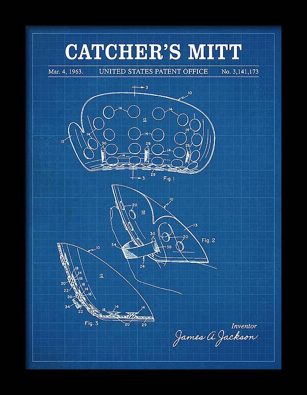 Catcher's Mitt Blueprint Patent Us3141173a