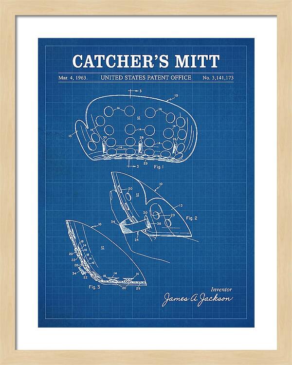 Catcher's Mitt Blueprint Patent Us3141173a