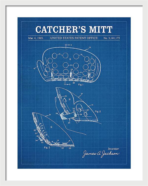 Catcher's Mitt Blueprint Patent Us3141173a