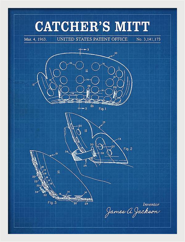Catcher's Mitt Blueprint Patent Us3141173a