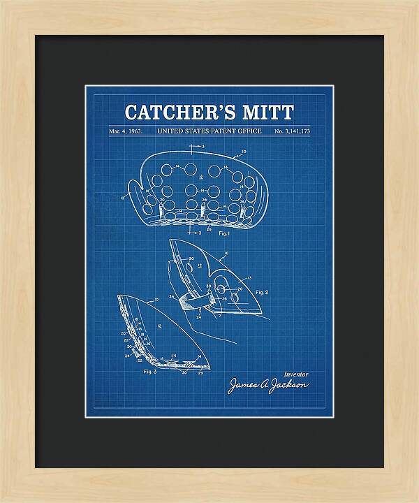 Catcher's Mitt Blueprint Patent Us3141173a