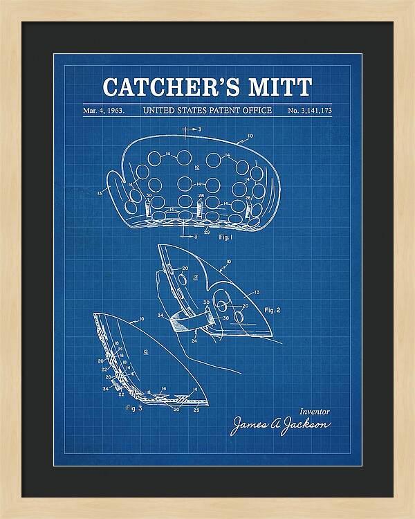 Catcher's Mitt Blueprint Patent Us3141173a