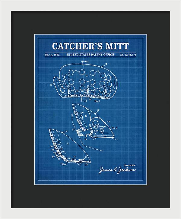 Catcher's Mitt Blueprint Patent Us3141173a