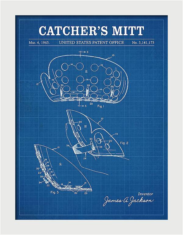 Catcher's Mitt Blueprint Patent Us3141173a