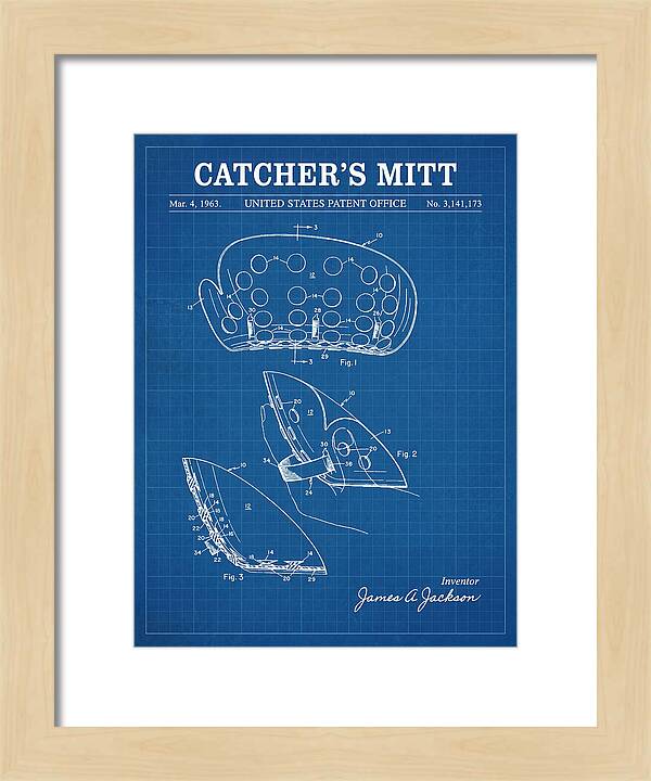 Catcher's Mitt Blueprint Patent Us3141173a