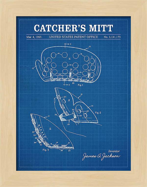 Catcher's Mitt Blueprint Patent Us3141173a