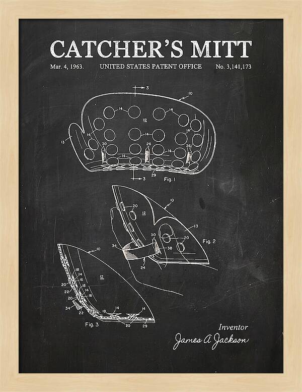 Catcher's Mitt Chalkboard Patent Us3141173a