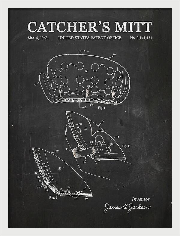 Catcher's Mitt Chalkboard Patent Us3141173a