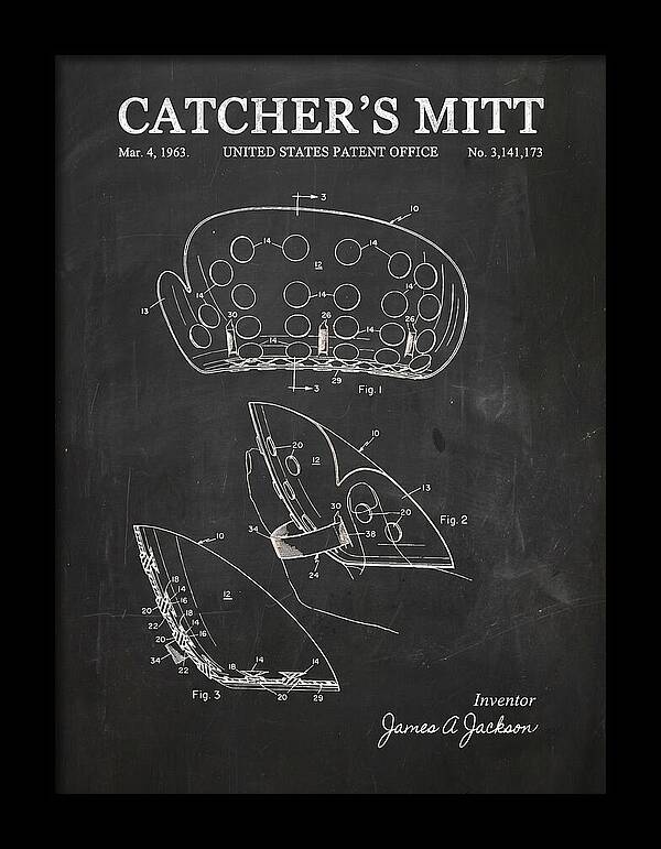 Catcher's Mitt Chalkboard Patent Us3141173a