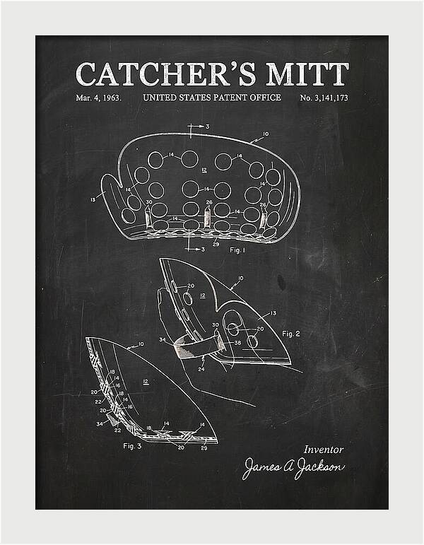 Catcher's Mitt Chalkboard Patent Us3141173a