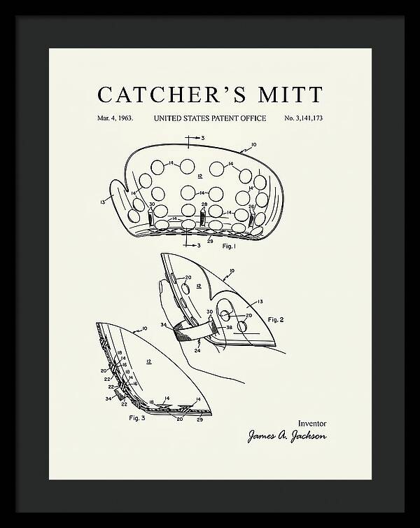Catcher's Mitt Minimalist Patent Us3141173a