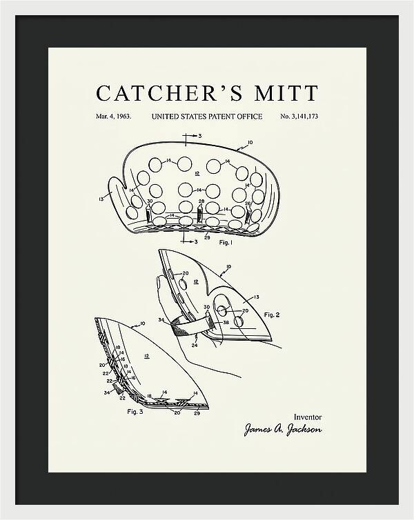 Catcher's Mitt Minimalist Patent Us3141173a
