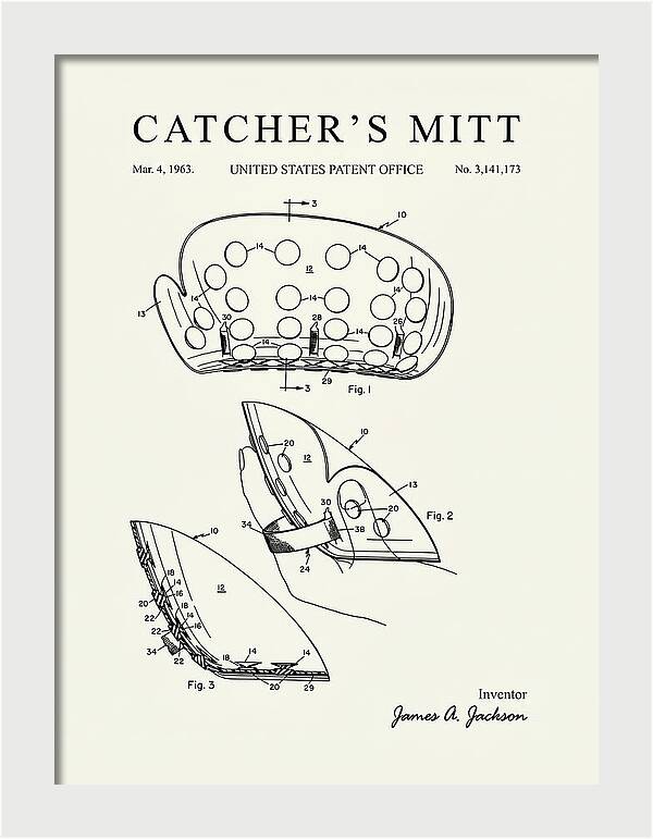 Catcher's Mitt Minimalist Patent Us3141173a
