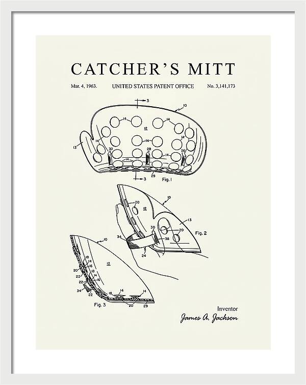 Catcher's Mitt Minimalist Patent Us3141173a