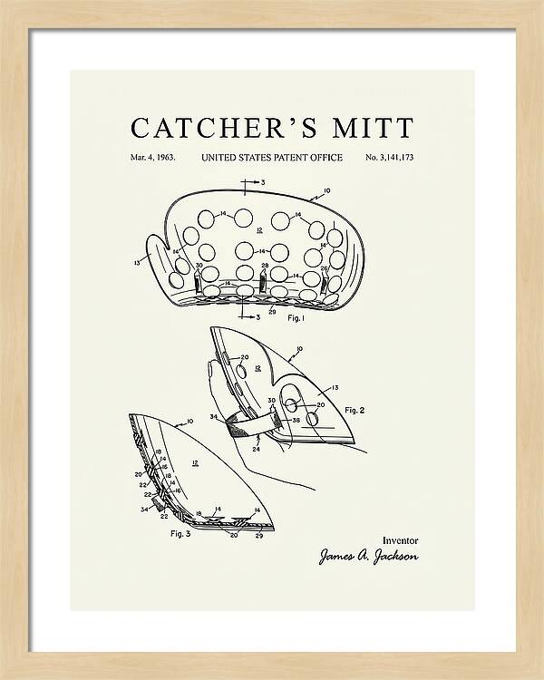 Catcher's Mitt Minimalist Patent Us3141173a