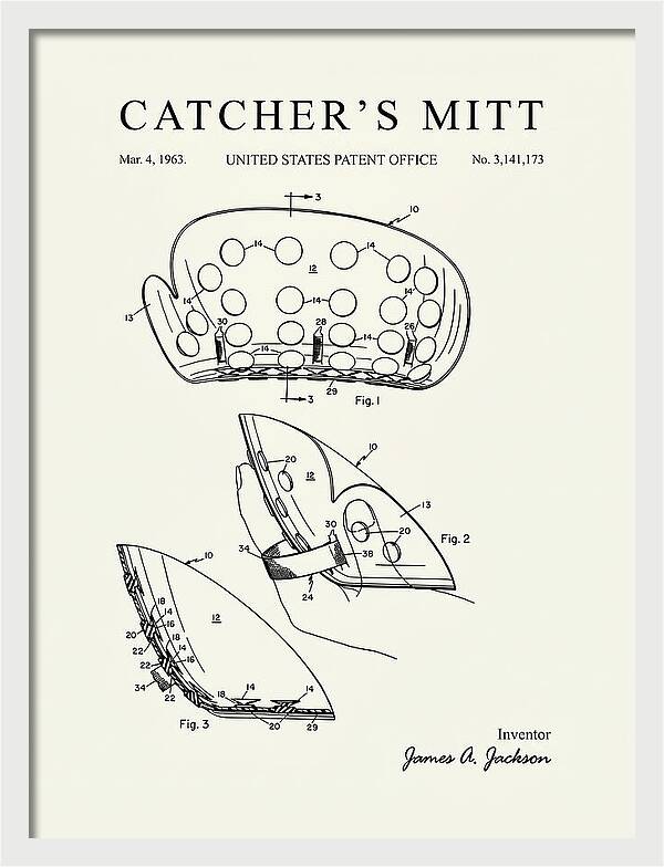 Catcher's Mitt Minimalist Patent Us3141173a