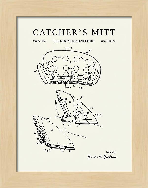 Catcher's Mitt Minimalist Patent Us3141173a
