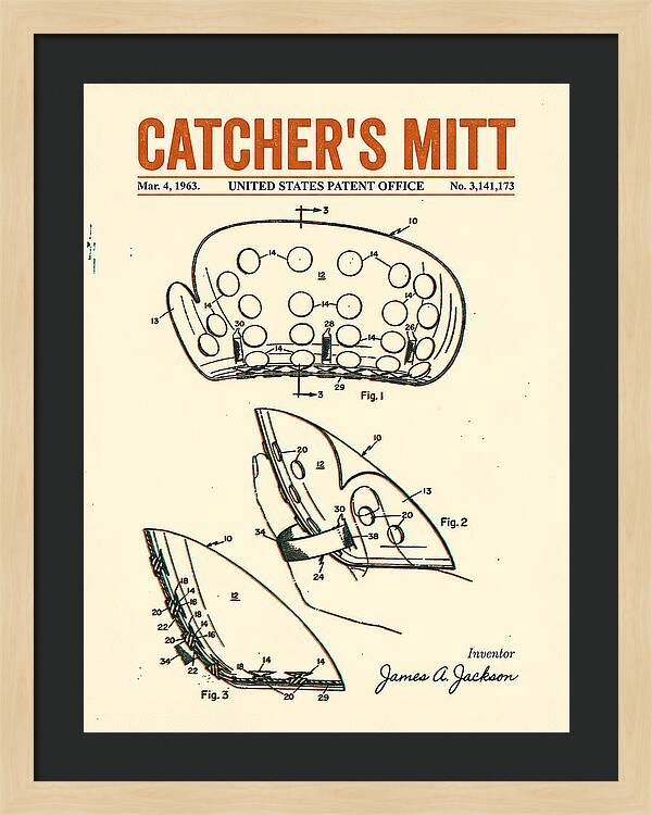Catcher's Mitt Retro Patent Us3141173a