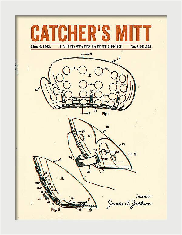 Catcher's Mitt Retro Patent Us3141173a