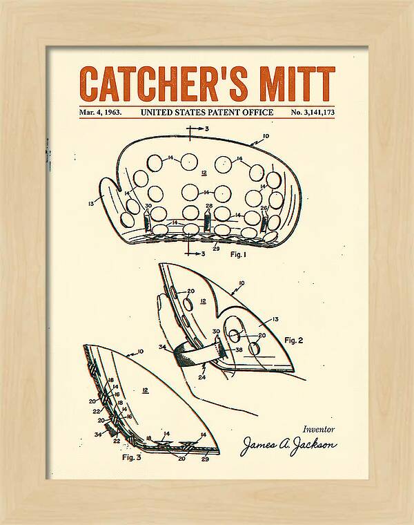 Catcher's Mitt Retro Patent Us3141173a