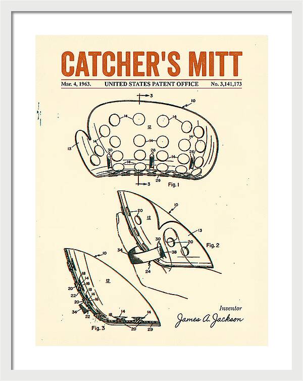 Catcher's Mitt Retro Patent Us3141173a
