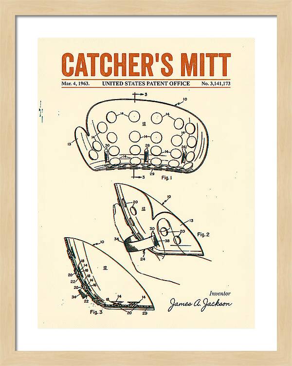 Catcher's Mitt Retro Patent Us3141173a