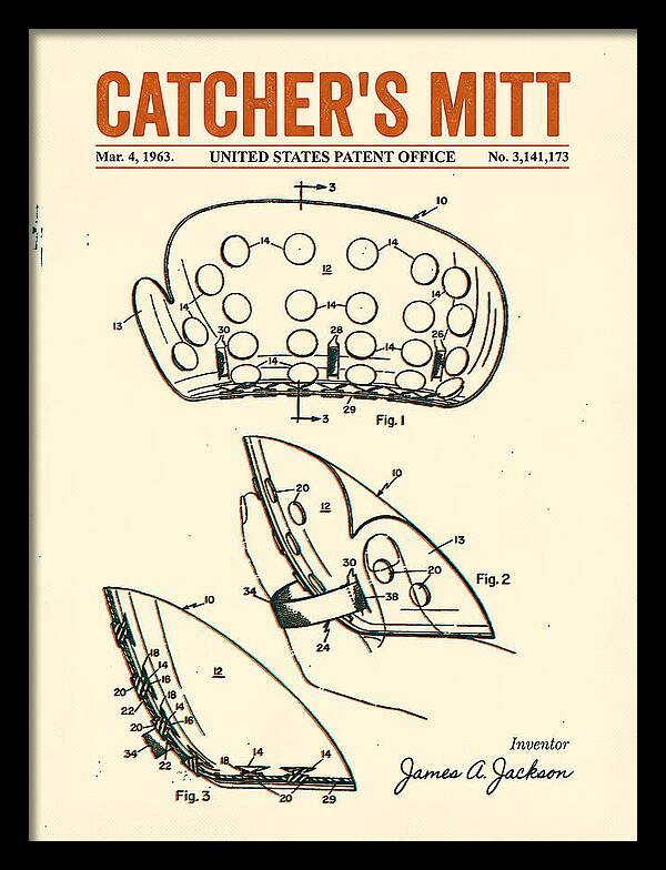 Catcher's Mitt Retro Patent Us3141173a