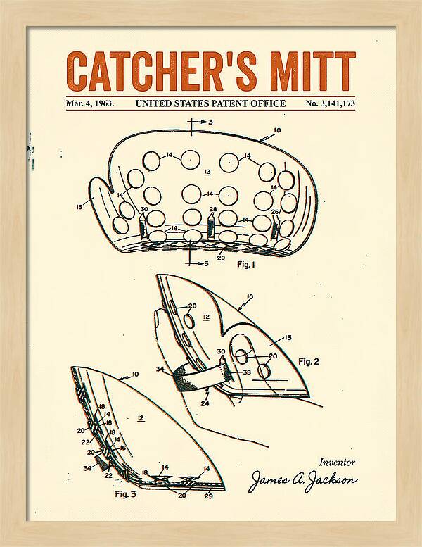 Catcher's Mitt Retro Patent Us3141173a