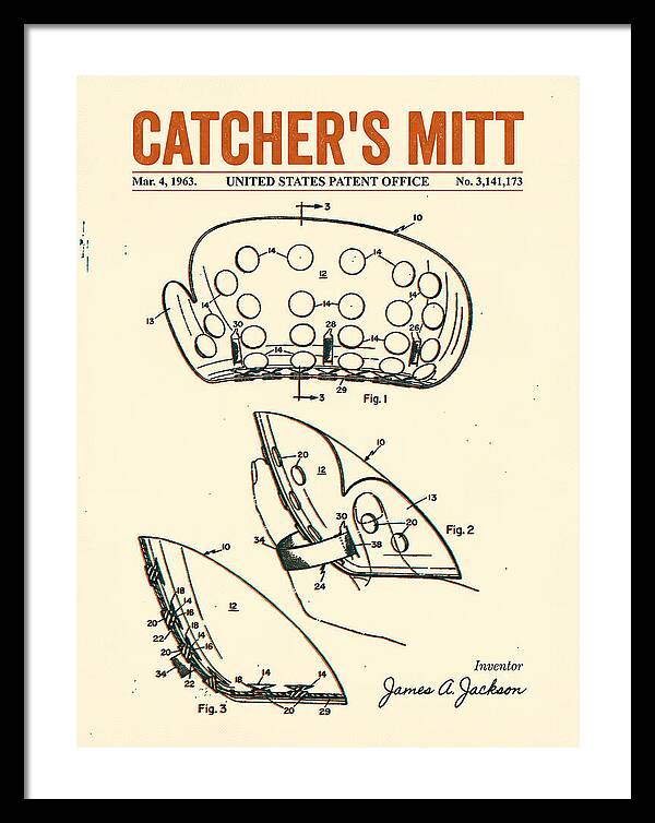 Catcher's Mitt Retro Patent Us3141173a