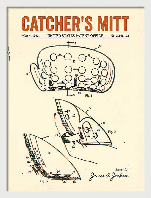 Catcher's Mitt Retro Patent Us3141173a
