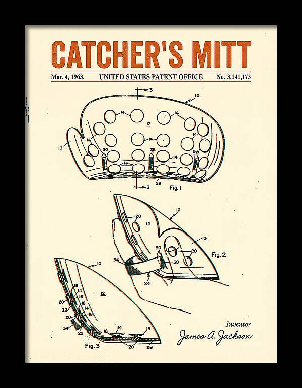 Catcher's Mitt Retro Patent Us3141173a