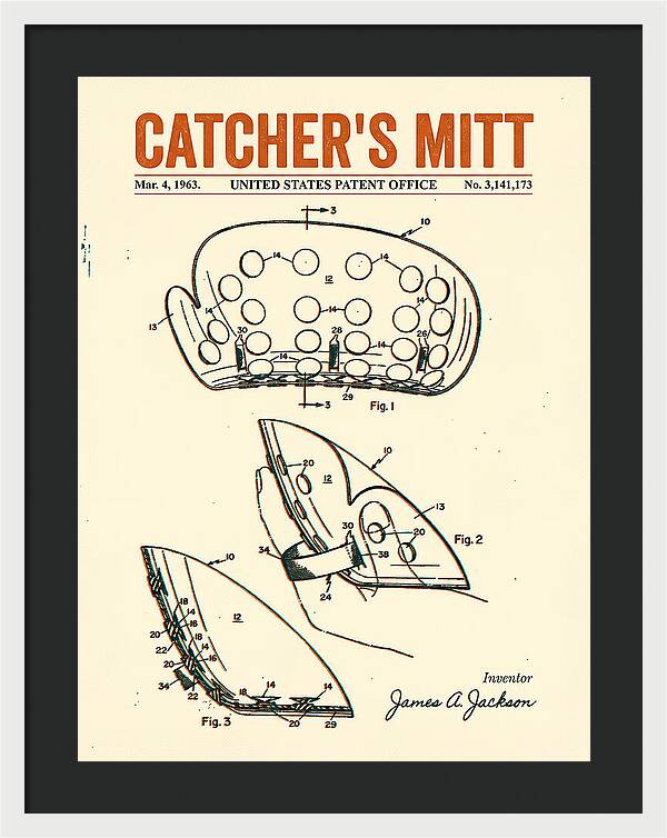 Catcher's Mitt Retro Patent Us3141173a