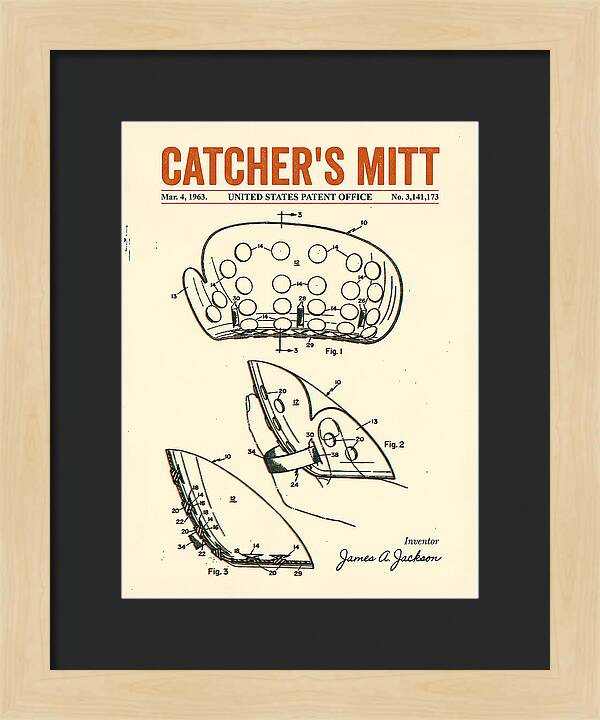 Catcher's Mitt Retro Patent Us3141173a
