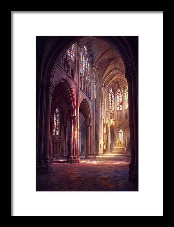 Cathedral Interior With Stained Glass