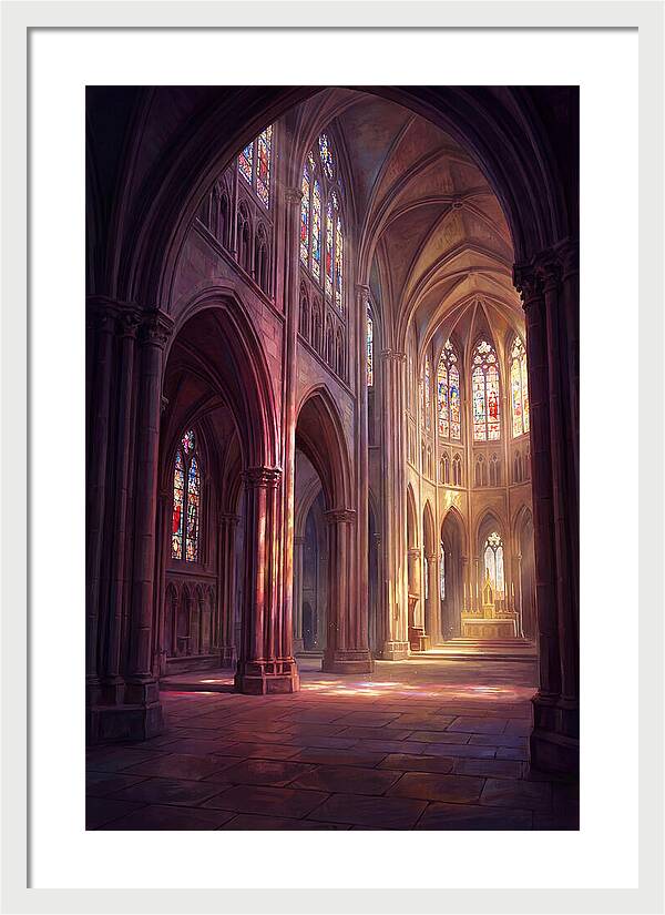 Cathedral Interior With Stained Glass