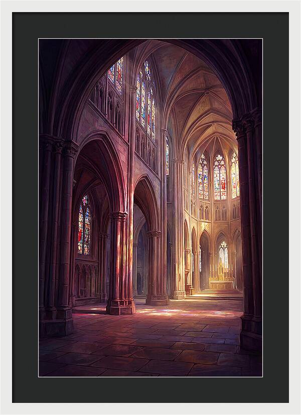 Cathedral Interior With Stained Glass