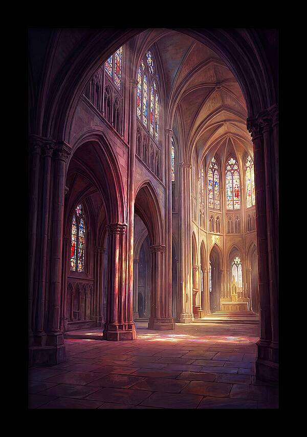 Cathedral Interior With Stained Glass