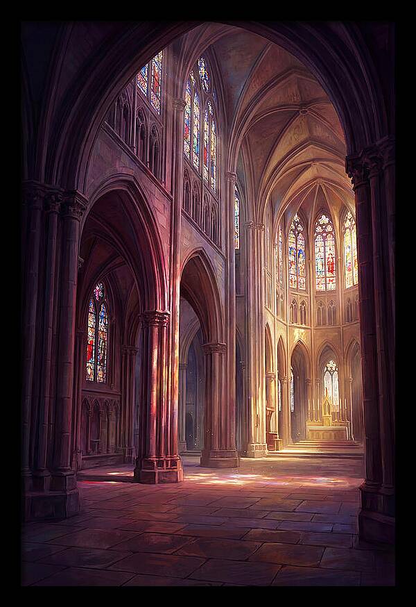 Cathedral Interior With Stained Glass