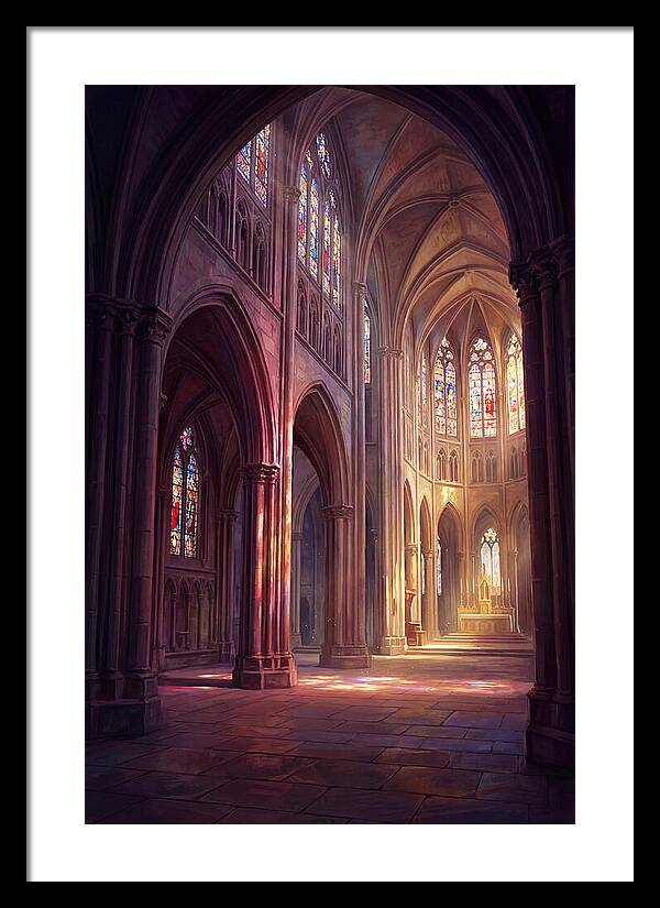 Cathedral Interior With Stained Glass
