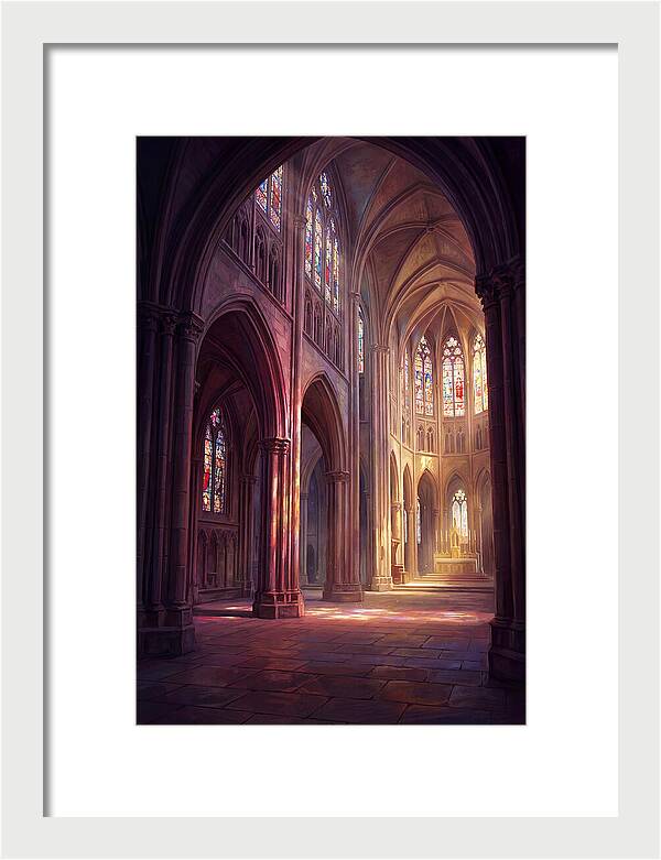 Cathedral Interior With Stained Glass