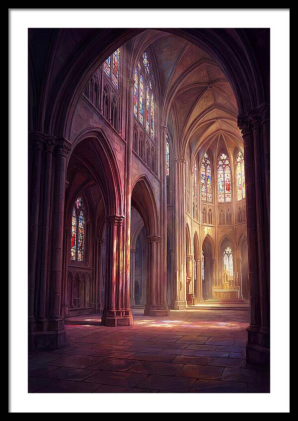Cathedral Interior With Stained Glass