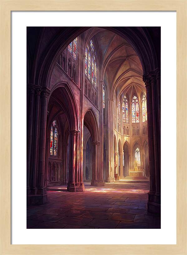Cathedral Interior With Stained Glass