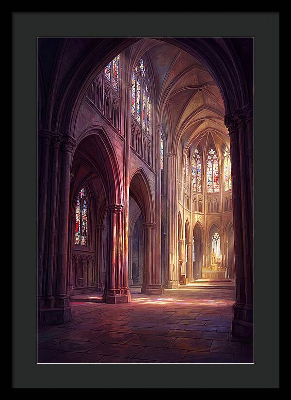 Cathedral Interior With Stained Glass