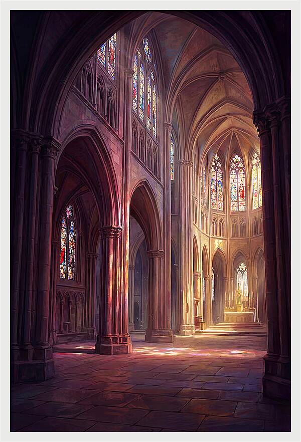 Cathedral Interior With Stained Glass