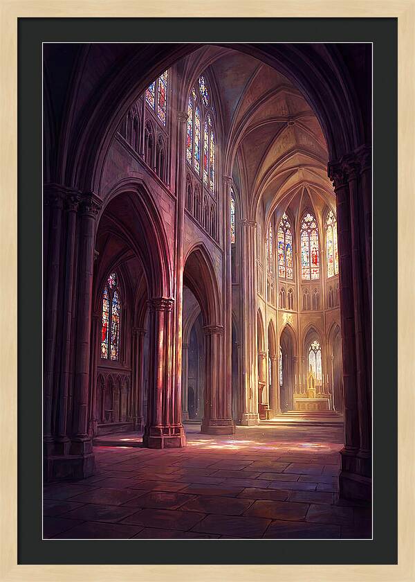 Cathedral Interior With Stained Glass