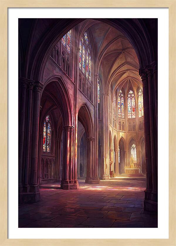 Cathedral Interior With Stained Glass